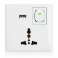 Parede montagem Power Switch 3 pinosos soquete com porta USB