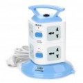 Camada dupla Vertical Stand Universal 8 soquetes Power Strip (AC 250V/3-Flat-Pin Plug/2 M-cabo)