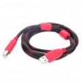 Cabo de impressora USB extensão - preto + vermelho (1,5 m comprimento)