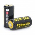 Soshine RCR-123 3.7 v 700mAh recarregável Li-Ion pilhas com bateria caso (par)