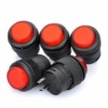 Switch do botão Push R16-503 não bloqueado 16 mm 2 pinosos - vermelho + preto (220V / 5-peça Pack)