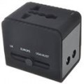 Universal USB alimentação AC adaptador/carregador de viagem (preto)