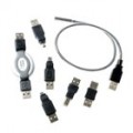 7-em-1 USB Retrátil cabos definido com luz LED e saco