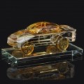 Carro de cristal modelo estilo Perfume garrafa recipiente - transparente + amarelo