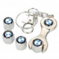 Carro pneu Valve Caps com Mini chave inglesa & chaves para BMW (Pack de 4 peças)