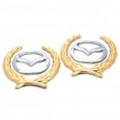 Decorativas Mazda emblema emblema carro lateral marca adesivo do logotipo - prata + ouro (Pack de 2 peça)