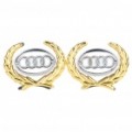 Decorativas Audi emblema emblema carro lateral marca adesivo do logotipo - prata + ouro (Pack de 2 peça)