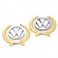 Decorativa Volkswagen emblema logotipo emblema carro lateral marca adesivo - prata + ouro (Pack de 2 peça)
