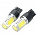 T20 12W 6500K 420-lúmen 2-5050 SMD LED branco luz carro luzes de marcha atrás/estacionamento (DC 12 ~ 24V/par)