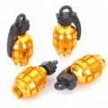 Cool granadas em forma moto/carro pneu válvula capinha capa - ouro (Pack de 4 peças)