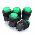R16-503 16 mm travamento automático botão comutador c / indicador - verde + preto (220V / 5-peça Pack)