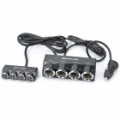 100W divisor de tomada de isqueiro de carro 1-4 c / comutador Individual - Black (DC 12 ~ 24V)