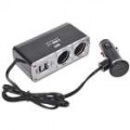 2-Soquete carro cigarro Power Splitter com 2 * portas de USB 500mA