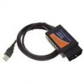 Cabo de diagnóstico OBDII USB carro - preto + azul + laranja (DC 12V)