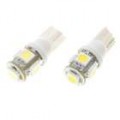 T10 1W 110-Lumen 5 * 5050 SMD LED leitura lâmpada/Boot lâmpada branco lâmpadas (par/DC 12V)