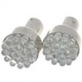 1157 1W 85LM 6500K 19-LED branco luz carro freio/trás sinal lâmpadas - par (DC 12V)