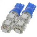 T10 2W 126-lúmen 9-SMD LED carro azul lâmpadas (par/DC 12V)