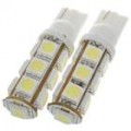 T10 2.9W 6500K 185-Lumen 13-SMD LED carro branco lâmpadas (par/DC 12V)