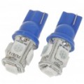T10 1W 20-30 Lumen 5 x lâmpadas SMD LED carro azul 5050 (12V/par)