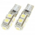 BMW T10 1.65W 9 x 5050 SMD LED 6500K 110-Lumen branco lâmpadas para automóveis (par/DC 12V)