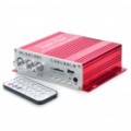 Leitor MP3 amplificador estéreo 160w Hi-Fi c / SD/USB para carro/moto - vermelho + prata (12V)