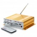 160W Hi-Fi estéreo amplificador MP3 Player c / FM/SD/USB para carro/moto - ouro + prata (12V)