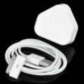 Carregador AC com cabo de dados/carregamento USB para o novo iPad / iPad / iPad2 - branco (ficha de 3 pinosos)