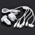 Adaptador carregador CA + carregador de carro + 6 em 1 USB dados & tarifação cabo - branco