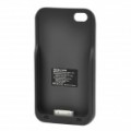 Solar / USB Powered 2400mAh externa bateria Back Case para iPhone 4 / 4S - Black